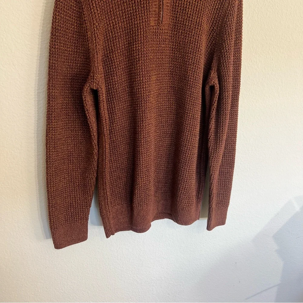 NWT L.L. Bean men’s organic cotton waffle knit 1/4 zip sweater L Tall rust brown